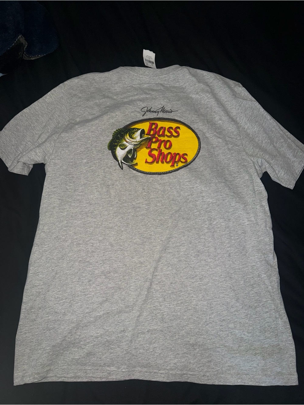 Bass Pro Shops Gray Short Sleeve Tee with Yellow and Red Logo
